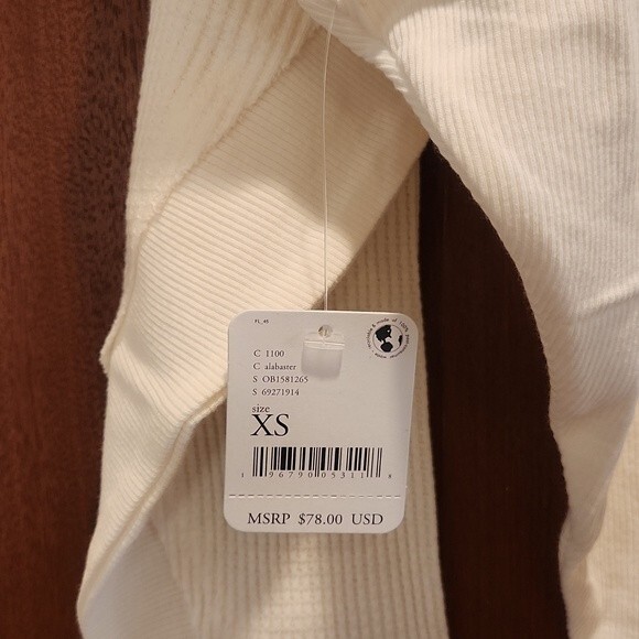 Free People Santa Clara Thermal Shirt Top Long Sleeve White size XS new w… - Picture 13 of 16